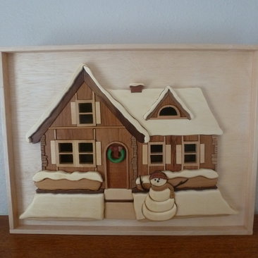 Intarsia Snowhouse Shadowbox