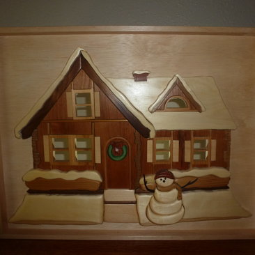 Intarsia Snowhouse Shadowbox